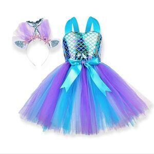 NWT Tutu Dreams Mermaid Dress for Girls with Headband